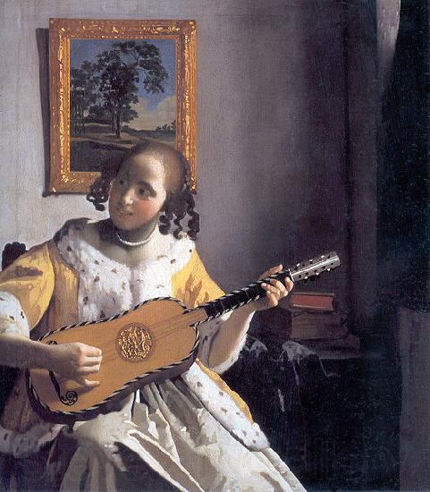 Johannes Vermeer Youg woman playing a guitar